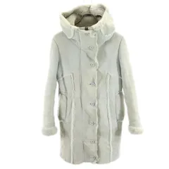 ヒステリック 長袖 ムートン レザーコート FREE ブルー HYSTERIC 羊毛皮 裏ファー フード レディース