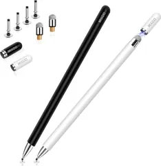 Mixoo スタイラスペン タッチペン 2本セット黒/白 2Wayモデル 交換式 ペン先6個
