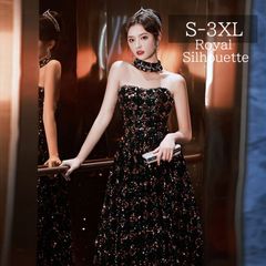 파티 드레스 큰 사이즈 이브닝 드레스 블랙 블랙 스팽글 튜브 탑 결혼식 원피스 레이스 파티 불러 SML XL LL 2XL XXL 3XL XXXL 착비 사은회 예쁜 퍼포먼스 롱 길이 심플