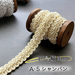 A-5  シャンパン　10㎜幅　3m  リーフブレード　エッジ　リボン