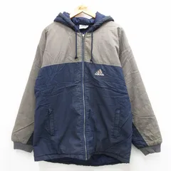 L/古着 アディダス adidas 長袖 ナイロン ジャケット パーカー メンズ 90s ビッグロゴ ツートンカラー 紺他 ネイビー 23nov01 中古 アウタ