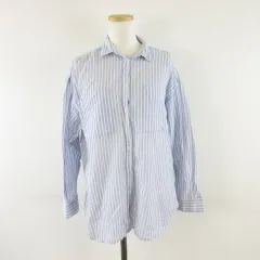 アメリカンホリック AMERICAN HOLIC インドコットンボイルシャツ ストライプ 長袖 水色 白 M *A544