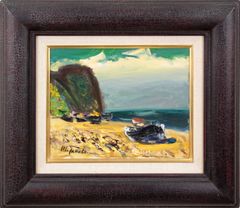 中村善策『新緑の谿』油彩画【真作保証】 絵画 北海道の巨匠セレクション