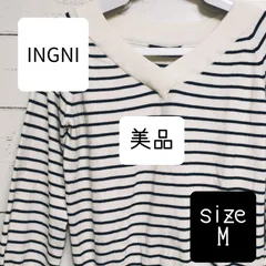 美品 レディース トップス　薄手　ニット　ボーダー　INGNI　M　春物　カットソー　Ｖネック