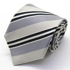 ポロ ブランド ネクタイ ストライプ柄 シルク 日本製 PO メンズ グレー POLO 【中古】