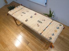 ペルシャ　ギャッベ ミニランナー　ラグ　113x43cm　ラクダ　アイボリー　RJ13377G