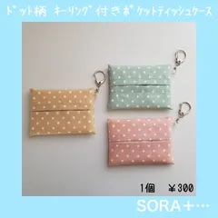 キーホルダ付きポケットティシュ入れ ドット シンプル  風邪/花粉 衛生用品
