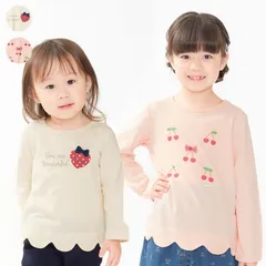 moujonjon ハート・チェリープリント裾スカラップ長袖Tシャツ m64800