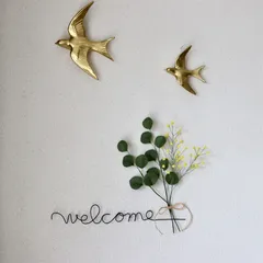 welcome壁飾り　ミモザとユーカリ