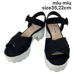 なぁなさん専用 Miu Miu ビジュー プラットフォーム サンダル ブラック なぁなさん専用 Miu Miu ビジュー プラットフォーム サンダル ブラック