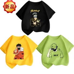✨新品✨アニメキャラクター プリント Tシャツ 3色（黒・黄・緑）展開 男の子 女の子 キッズ 子供 ユニセックス 半袖 カジュアル ストリート系 オタク ファッション 夏服  原宿系 110cm 120cm 130cm ヒップホップ ダンスー プレゼント