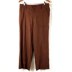 ニジュウサンク 23区 パンツ 麻混 ワイドパンツ フロントポケット ブラウン系 43サイズ 896404