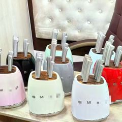 【新品未使用】Smeg スメグ ステンレススチール ナイフ セット 包丁セット ブラック SMEG Knife Block Set 8色#わふうひゃっぽうばこ