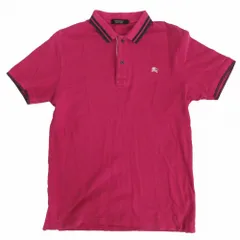 BURBERRY BLACK LABEL バーバリーブラックレーベル 鹿の子 カノコ ライン ポロシャツ 半袖 ホース刺繍 2 ピンク メンズ 【中古】