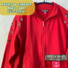 貴重　Needle & Threads Black Label 　レア　レディース　ビジュー　トップス　前開き　ファスナー　キラキラ　刺繍　スウェット　ビンテージ　派手　動きやすい　ラインストーン　珍しい　状態良好　海外ブランド　クリスマス