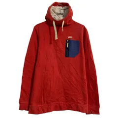VANS ロゴスウェット パーカー S レッド バンズ プルオーバー エルボーパッチ カンガルーポケット 古着卸 アメリカ仕入 a612-6727のサムネイル