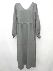 ◇ un dix cors アンディコール シンプル カジュアル 長袖 膝下丈 ワンピース サイズF ダークグレー レディース P  【1406240042876】