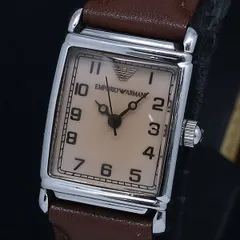 稼動 良品 エンポリオアルマーニ QZ スクエア ブラウン系文字盤 ボーイズ/メンズ腕時計 2000000 NSK　MTM