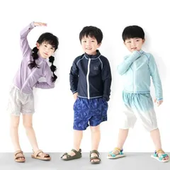 ラッシュガード 無地 水着 長袖 キッズ こども 男の子 女の子 日よけ対策 フードなし 熱中症対策 L.COPECK Earth Family