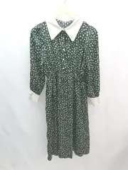 ◇ OLIVE des OLIVE 花柄 フラワー フロントボタン ウエストゴム 長袖 ロング ワンピース サイズF ブラック レディース E  【1305020007008】