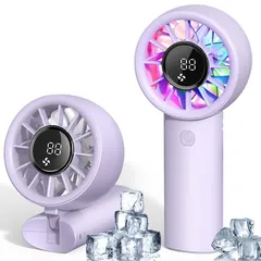 Ausic ハンディ扇風機 充電式 5000mAh 大容量 手持ち 折り畳み式 カラーLEDライト付き 4段階風量調節 ハンディファン 強力 冷感 瞬間冷却 4in1 小型 卓上扇風機 静音 Type-C急速充電 長時間稼働 バッテリー残量表示 ストラップ付きのサムネイル