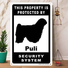 雑貨【Puli/プーリー】  Dog ドッグ  犬    メタルポスタ―　Security  セキュリティー 警告  ヤードサイン メタルプレート  ブリキ看板  -175