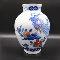 安い格安希少品　色鍋島焼 和泉作　染錦梅花雉鶏文花瓶　古美術 日本の陶磁 色絵