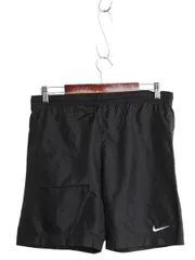 【お得なクーポン配布中!】 90s ナイキ ナイロン ショートパンツ レディース L メンズ M 程/ オールド ショーツ 短パン 海パン 水陸両用 インナー付き スウッシュ 黒
