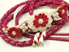 平和屋着物●和装小物　振袖用帯締め　装飾　つまみ細工　パール　ビーズ　鈴　金糸　逸品　AAAV1730ay