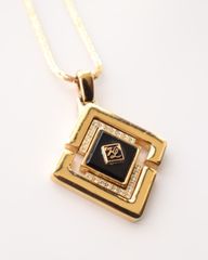 square motif bicolor vintage necklace gold×black バイカラー スクエア モチーフ ネックレス ゴールド×ブラック