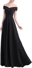キッソス（ＫＩＳＳＯＳ） レディース ロングワンピース パーティー イブニングドレス ハイウエスト オフショルダー キャバ XLサイズ( ブラック,  XL)