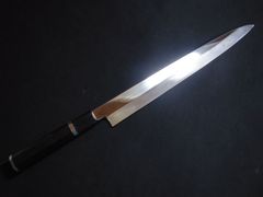 森本光一作 マグロ切り 2尺 白二鋼 包丁 黒檀白水牛八角柄 刺身包丁