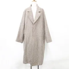 ヒステリックグラマー HYSTERIC GLAMOUR コート チェスターコート ロング テーラーカラー シングル オーバーサイズ チェック ウール 茶 黒 ブラウン ブラック Mのサムネイル