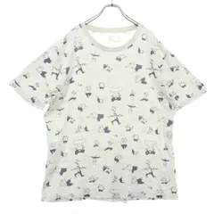 graniph グラニフ アニマル柄 半袖 Tシャツ L ライトグレー メンズ 古着