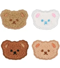 ★ワッペン 刺繍シール ノンアイロン 貼るだけ MUNCVY アップリケ DIY服 くまさん 熊 動物 モチーフ カワイイ 装飾 男の子 女の子 保育園 幼稚園 パッチ 補修 4枚セット 衣類 浴衣 手袋 手帳 飾り 11