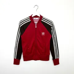 ★adidas★ アディダス トラックジャケット D E SUPERGIRL T ジャージ トレフォイルロゴ ホワイトライン 3ストライプ ブラウン レッド