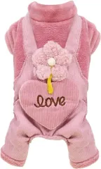 犬猫用春秋冬服 小中型犬服 可愛いペット服 人気 猫服 犬洋服秋冬 防寒 柔らかい 温かい お散歩 お出かけ 部屋着に 小中型犬( ピンク )