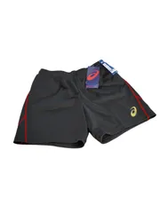 アシックス◆レディース バレーボールウェア ゲームパンツ 骨盤ガード付 ブラック×レッド M