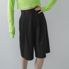 夢展望公式 [新品未使用] タックツイルハーフパンツ [ブラック] 他カラー別ページ有 bohmal パンツ ショートパンツ・キュロットパンツ（ショート） 535399-02