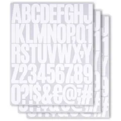 【数量限定】防水 ナンバーシール文字シール 白 番号 黒 ステッカー ブラック アルファベット ホワイト 大きい 3枚セット シール (2インチ 数字 ホワイト)