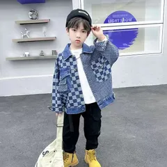 クーポンで10%OFF★ 子供服 子ども服 こども服 キッズ デニムジャケット Gジャン ジージャン デニムコート 上着 チェック柄 アウター 春 秋 羽織り 男の子 カジュアル ジュニア KCFC040(110-170)