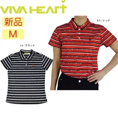 【新品・未使用】大特価！ ビバハート レディース ロゴボーダー半袖ポロシャツ  Mサイズ  012-22342  ゴルフウェア ゴルフシャツ 吸水速乾 ブラック レッド ボーダー かわいい VIVA HEART