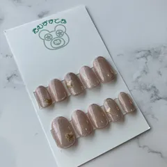 ㉓【ネイルチップ】ジェルネイル マグネット ミルキー ピンク ワンポイント 星 シンプル オフィスネイル 推し活 推しカラー オリジナル サイズ変更可 オーダー受付中