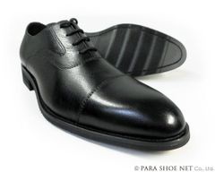 PARASHOE 本革 内羽根ストレートチップ（キャップトゥ） ビジネスシューズ 黒 ワイズ 3E（EEE）22cm（22.0cm）、22.5cm、23cm（23.0cm）、23.5cm、24cm（24.0cm） 【小さいサイズ（スモールサイズ）革靴・紳士靴】