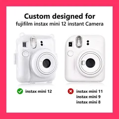 【スタッフおすすめ！】Rieibi instax mini 12チェキ ケース、Fujifilm チェキ 12 ケース クリア instax mini 12 ケース 透明 シャイニングクリア クリアケース クリアショルダーストラップ付き 3