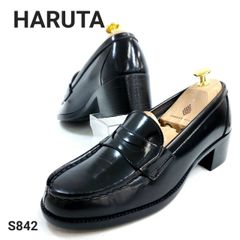 ハルタ　コインローファー　ヒールアップ　ブラック　25cm　レザー