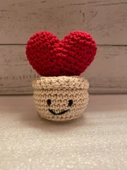[10点セット]あみぐるみ　ハートの鉢植え かぎ編みのハートのモチーフ（1）：How to Crochet Heart Motif