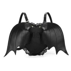悪魔の羽 リュックサック ブラック レース付き コウモリ