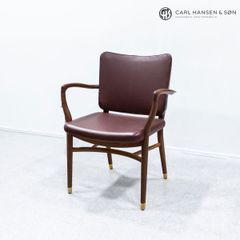 【展示品】CARL HANSEN&SON カールハンセン＆サン VLA61 Monarch chair モナークチェア アーム チェア レザー レッドブラウン ヴィルヘルム・ラウリッツェン 定価58万