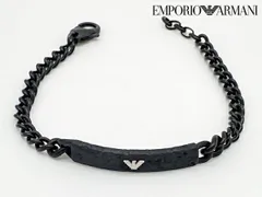 エンポリオ アルマーニ ブレスレット EMPORIO ARMANI EGS2665 060 シルバーカラー イーグルマーク入り プレート ブラックカラー チェーン ブレスレット